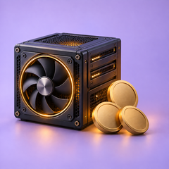 Graphics-chip server and tokens illustration representing Aethir