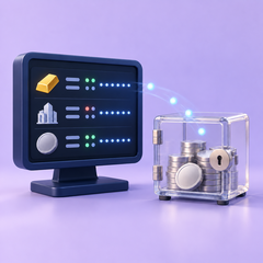 Market-data terminal and token reserve illustration representing Pyth Network