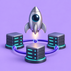 Rocket and connected validator servers illustration representing Rocket Pool